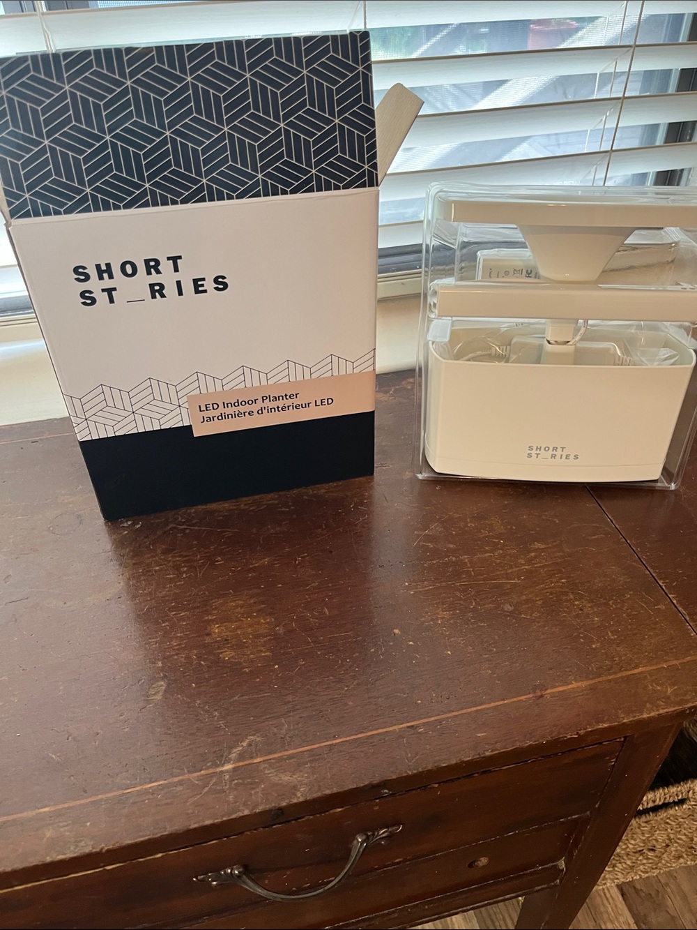 White LED Indoor Planter by Short Stories, 6” by 6”.  
Still in box. Brand New.
